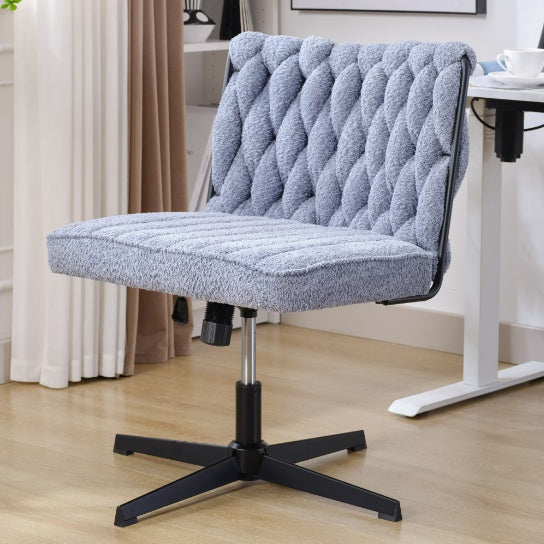 Modern Armless Office Desk Chair โ Blue | Ergonomic, No Wheels