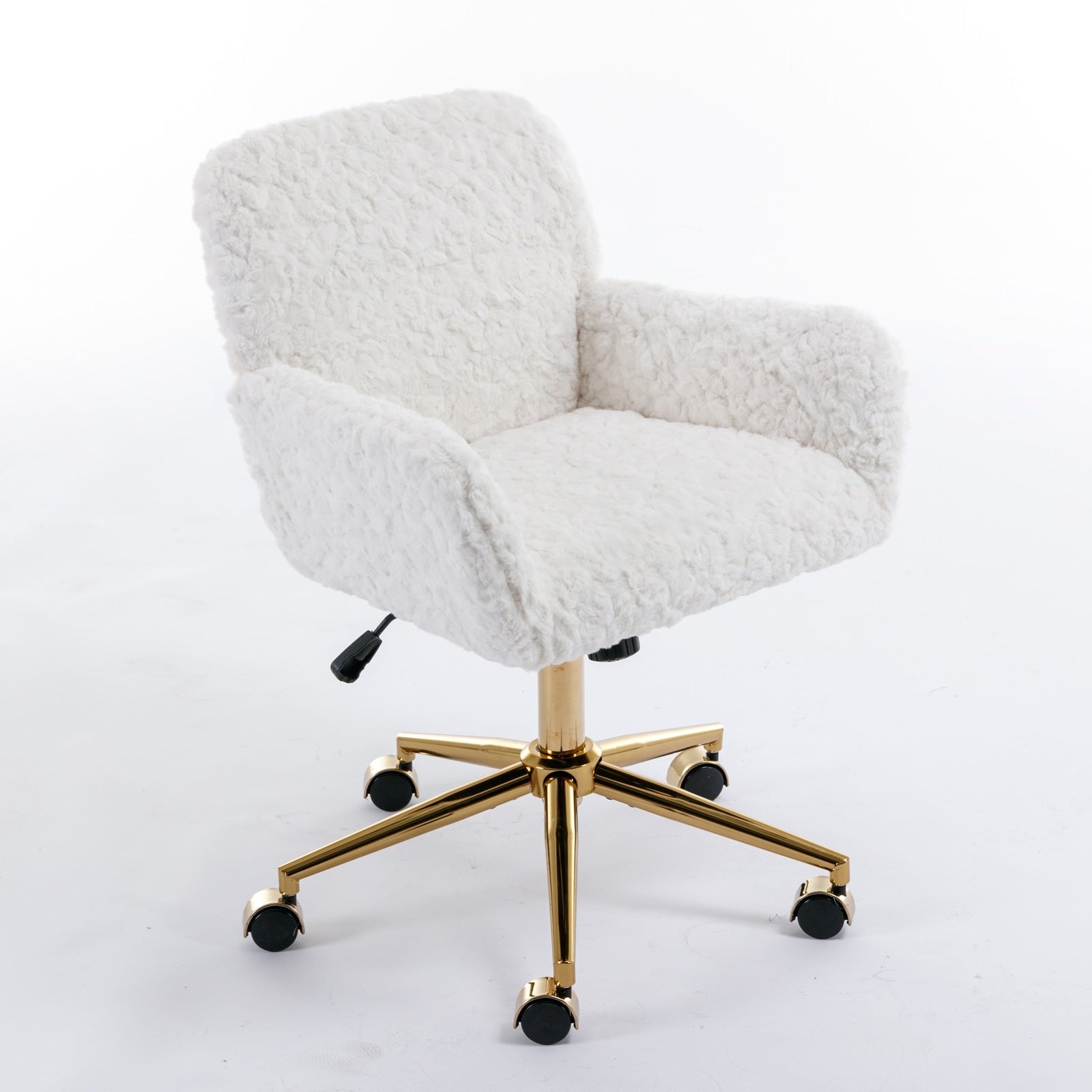 A&A Furniture Adjustable Home Office Chair โ Cozy Furry Beige