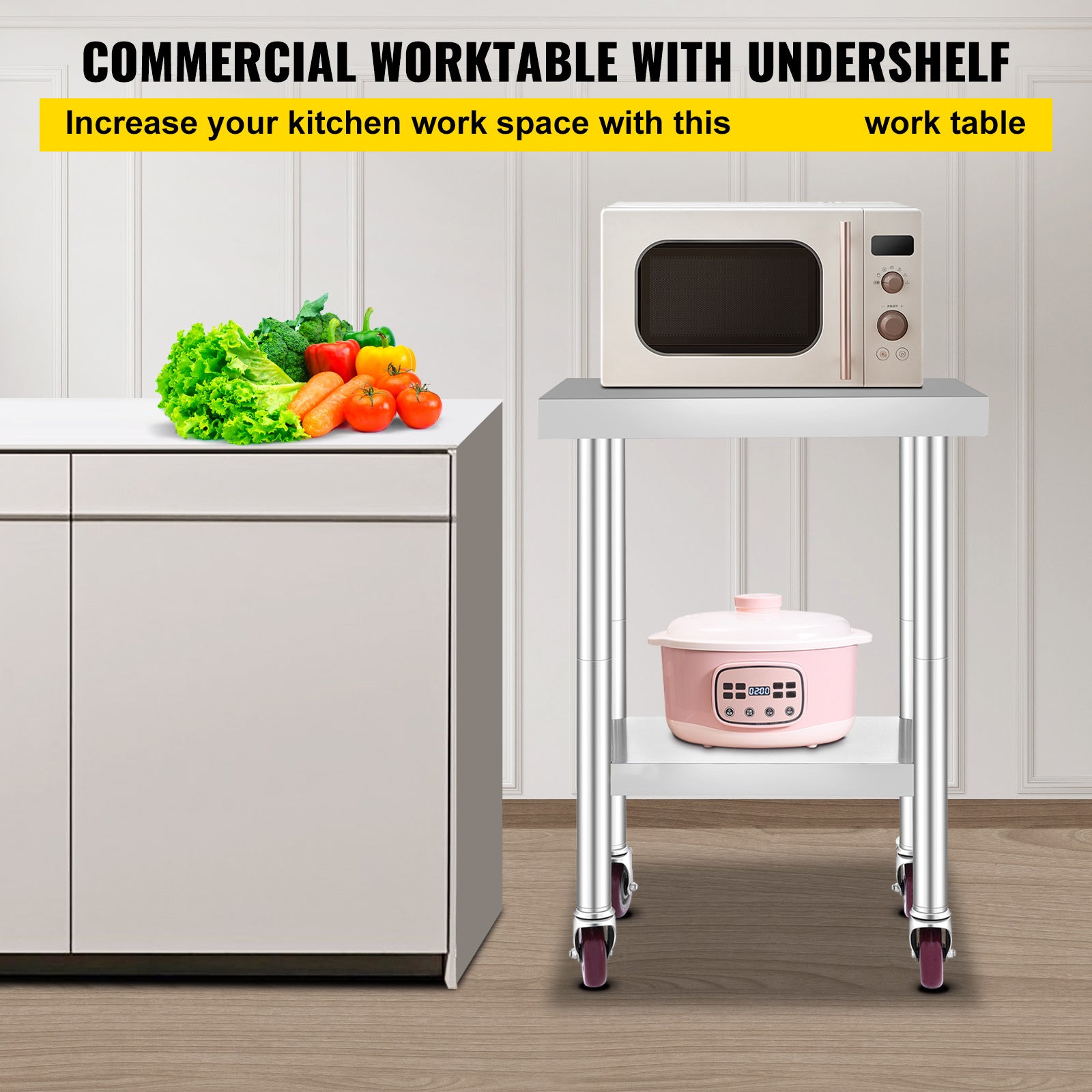 🍽️ VEVOR 24"x18"x34" Stainless Steel Work Table