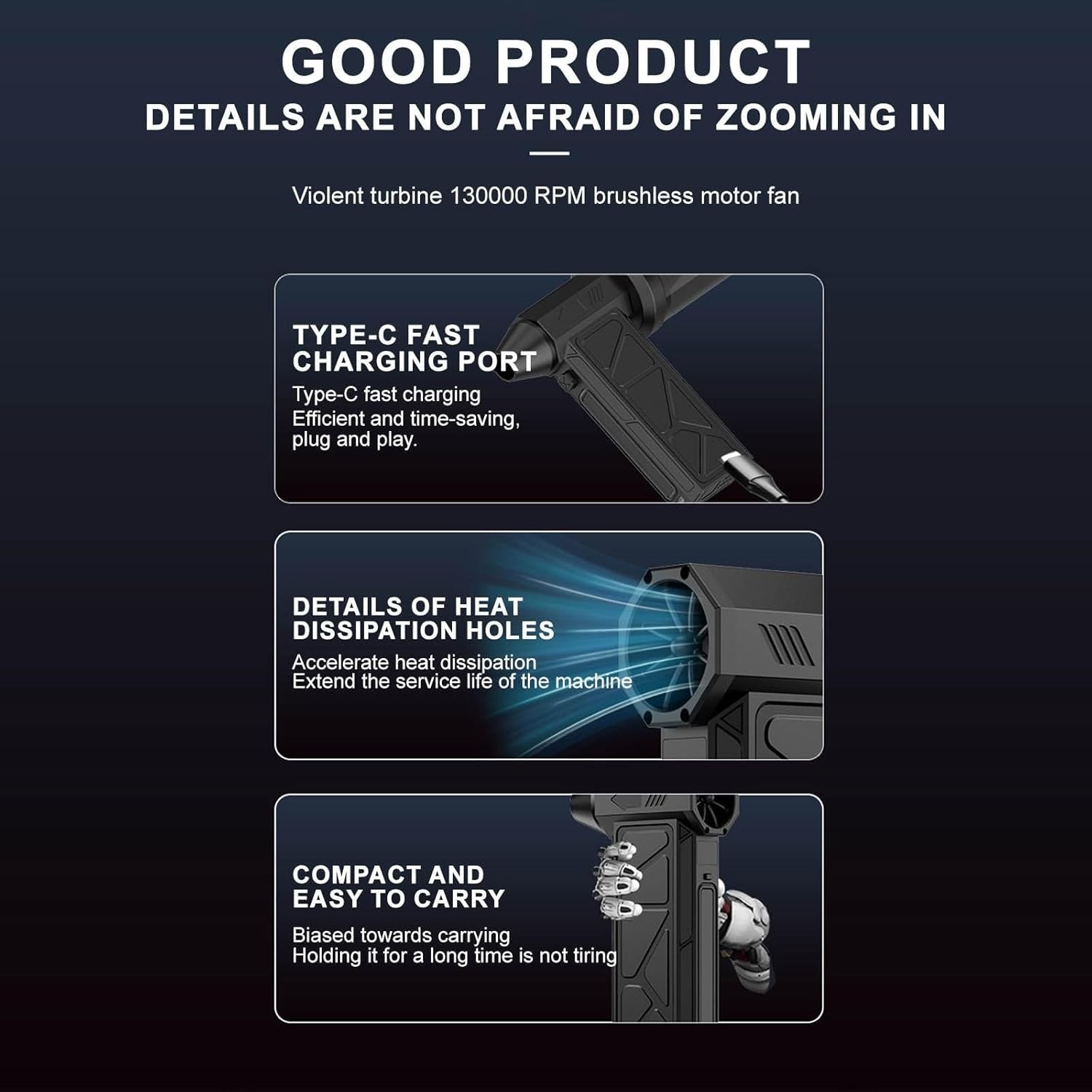 💨 2-in-1 Electric Compressed Air Duster - High Capacity