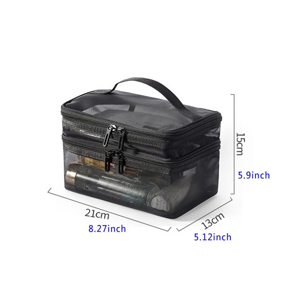 ✈️ 2PCS Double-Layer Mesh Bags - Portable Travel Organizers