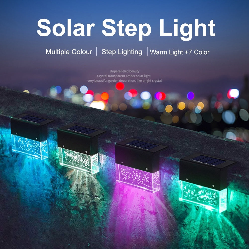 🌈 Waterproof RGB LED Solar Step & - Fence Light – Dual Mode Crystal Glow