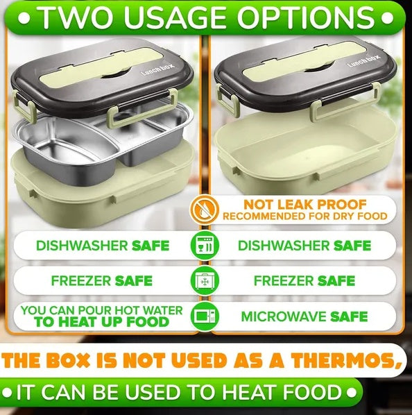 🥗 48.5 oz Stainless Steel Bento Lunch Box