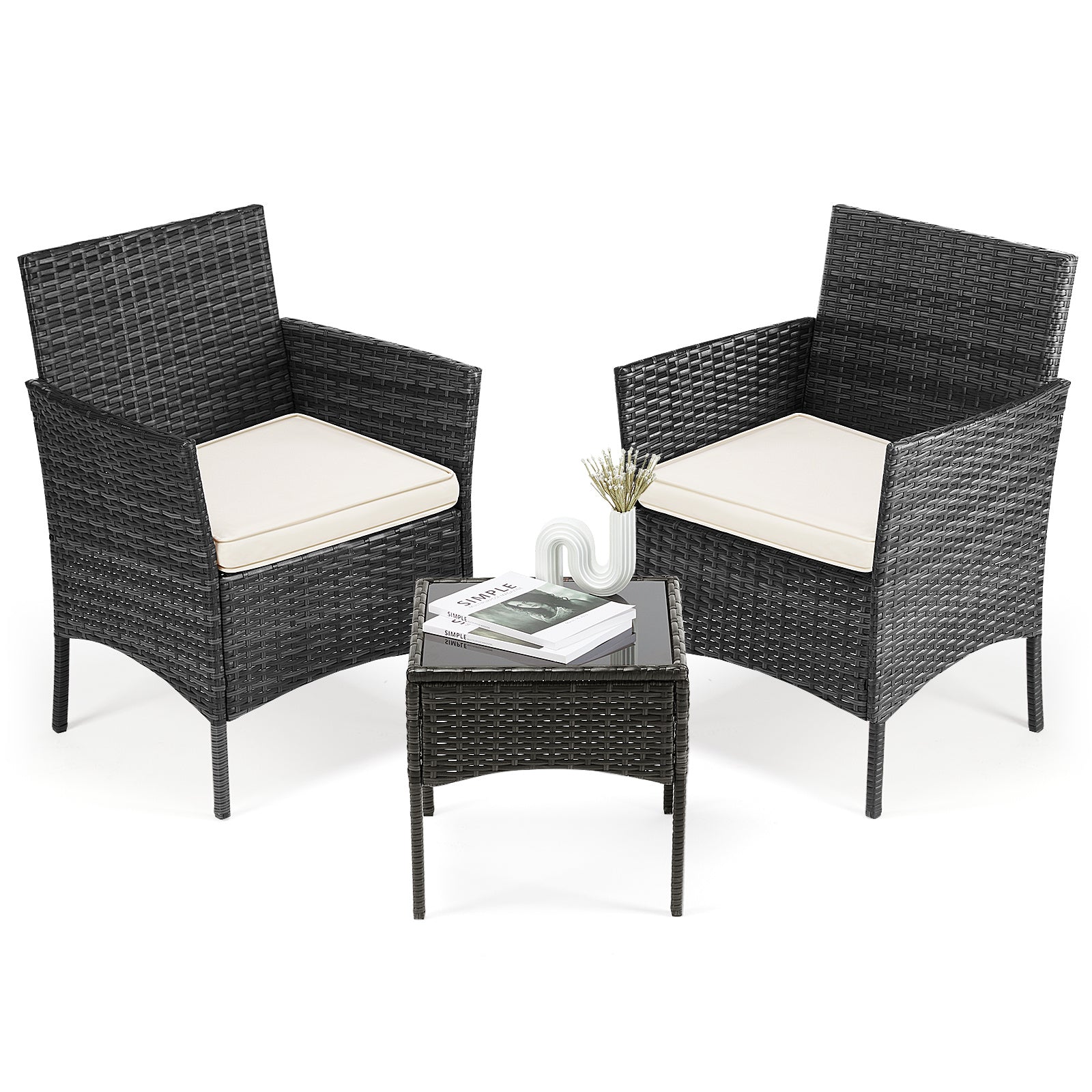 🌿 4-Piece Outdoor Patio Furniture Set with Glass Table