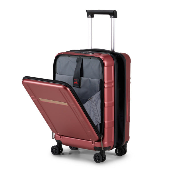 20" Wine Red Carry-On Luggage with Front Laptop Compartment | TSA Lock | ABS+PC Hard Shell