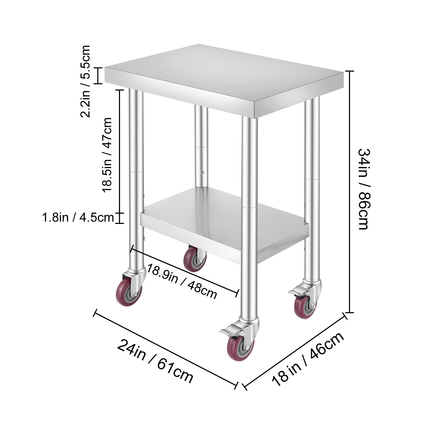 🍽️ VEVOR 24"x18"x34" Stainless Steel Work Table