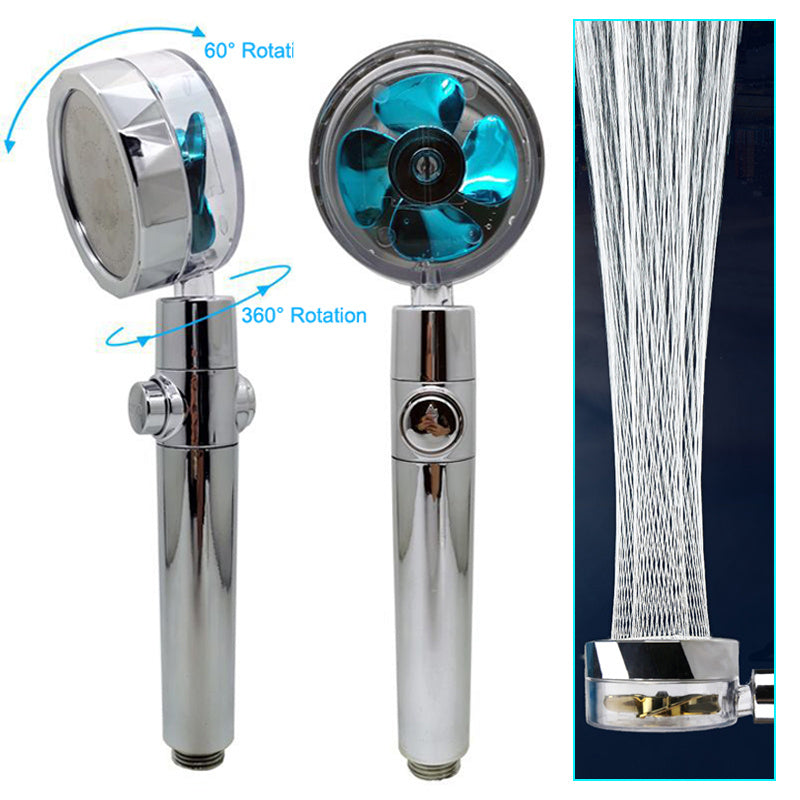 🚿 Propeller Driven Shower Head - High Pressure Handheld Shower Nozzle