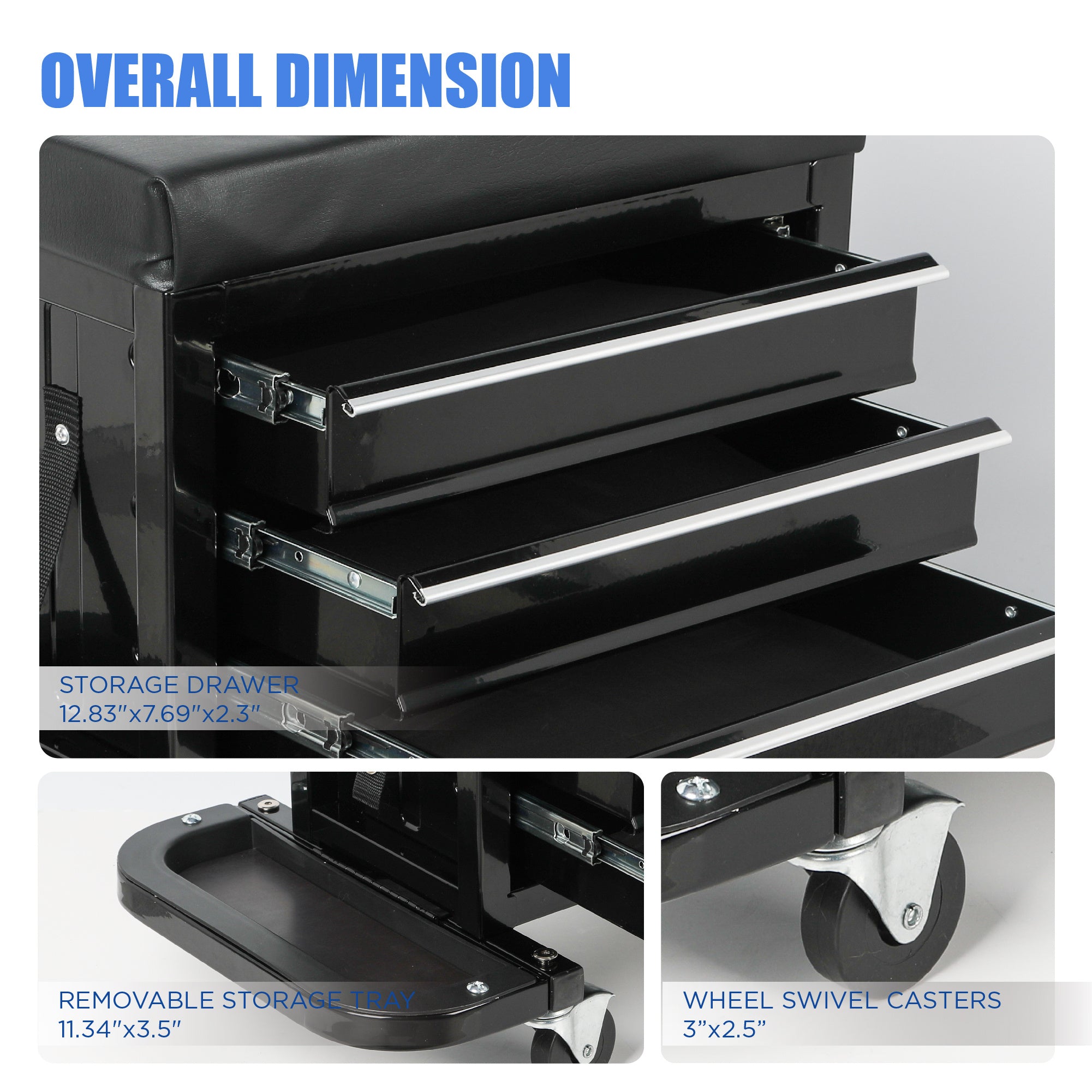 3-Drawer Rolling Repair Tool Box with Mechanic Seat β Heavy-Duty