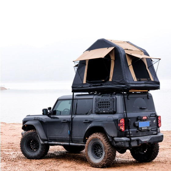 Amazing Foldable 2โ3 Person Amphibious Inflatable Rooftop Tent โ Khaki & Black