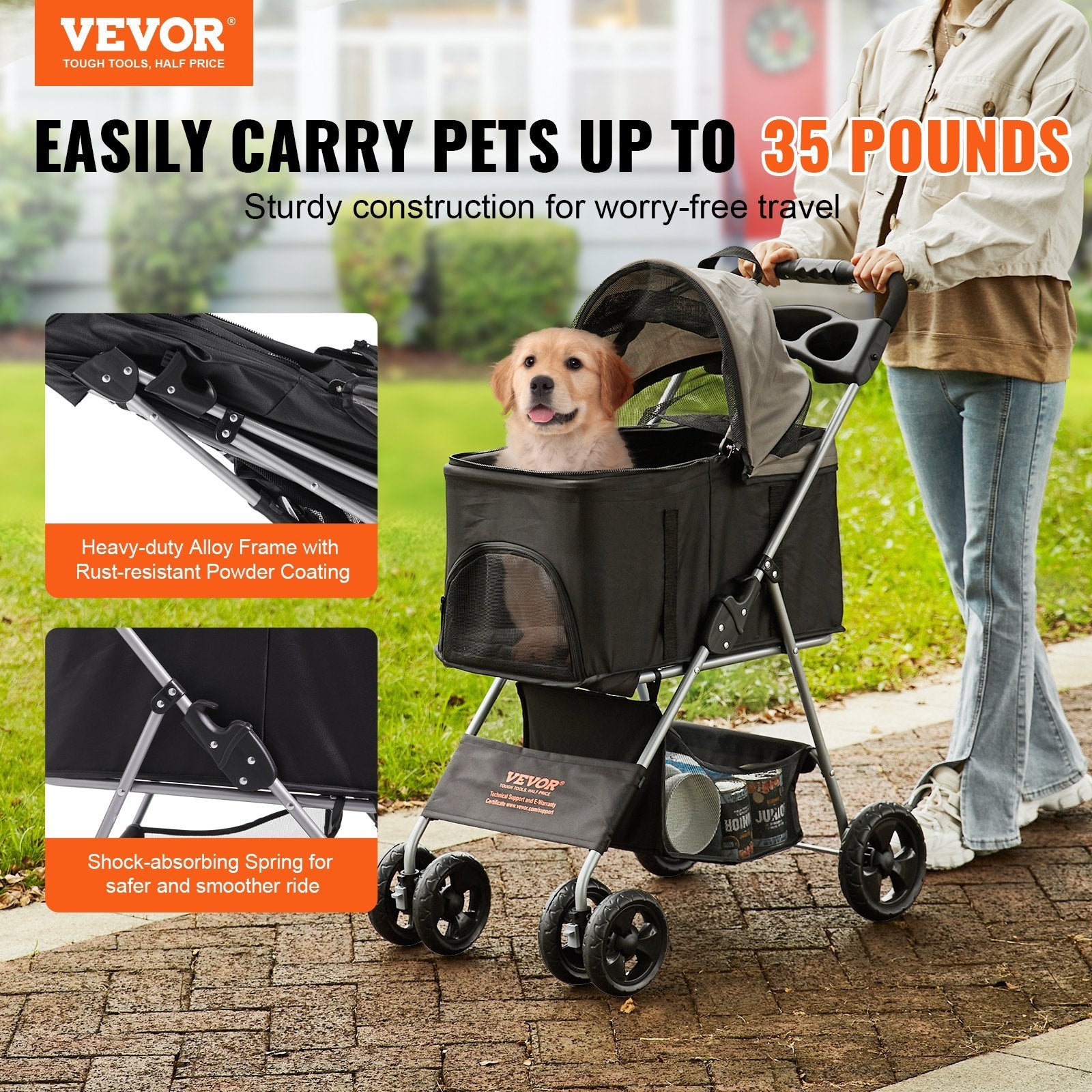 πΎ VEVOR 4-Wheel Pet Stroller