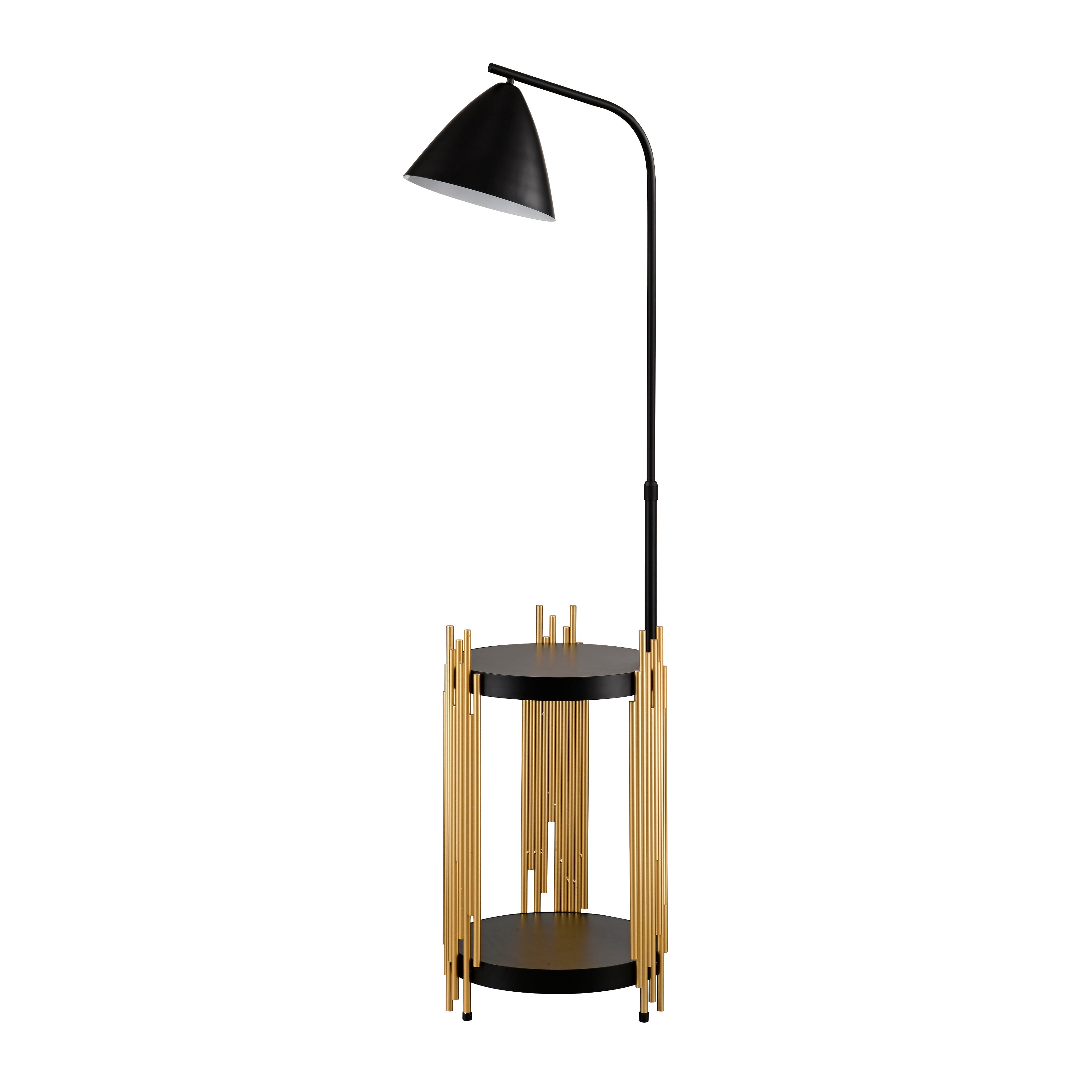 Luxury Industrial Floor Lamp with Metal Lampshade β Matte Gold & Black