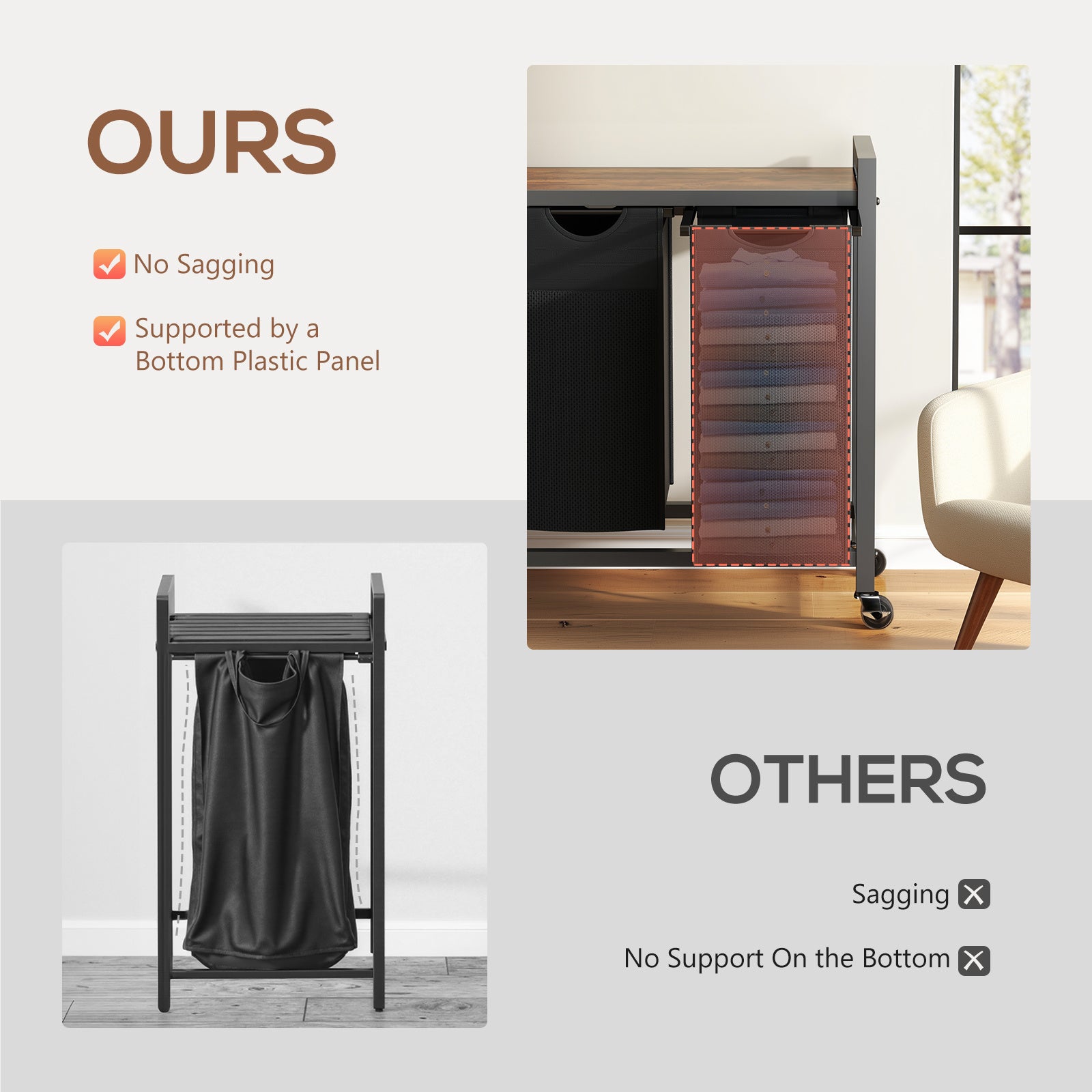 ๐งบ Multi-Basket Laundry Hamper with Top Shelf & Wheels โ 2 or 3 Compartments