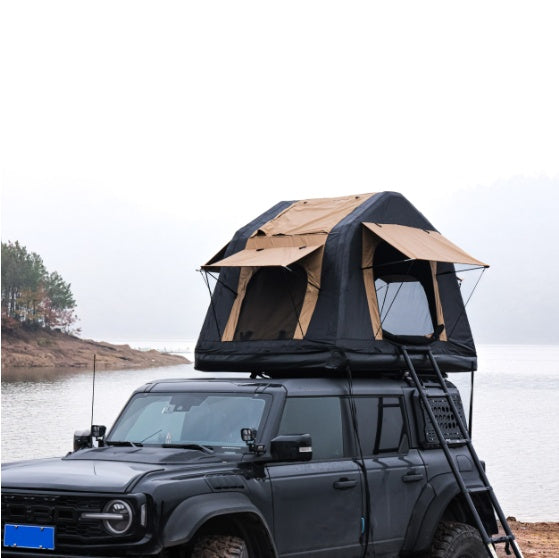 Amazing Foldable 2โ3 Person Amphibious Inflatable Rooftop Tent โ Khaki & Black