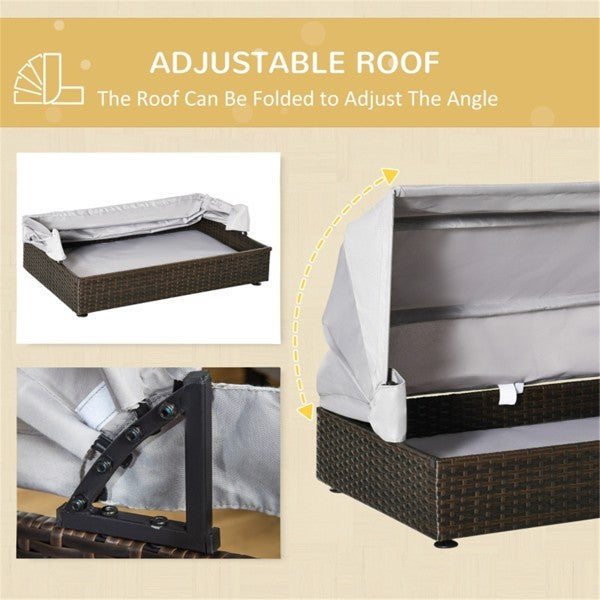 ๐พ Outdoor Rattan Dog Bed with Waterproof Canopy