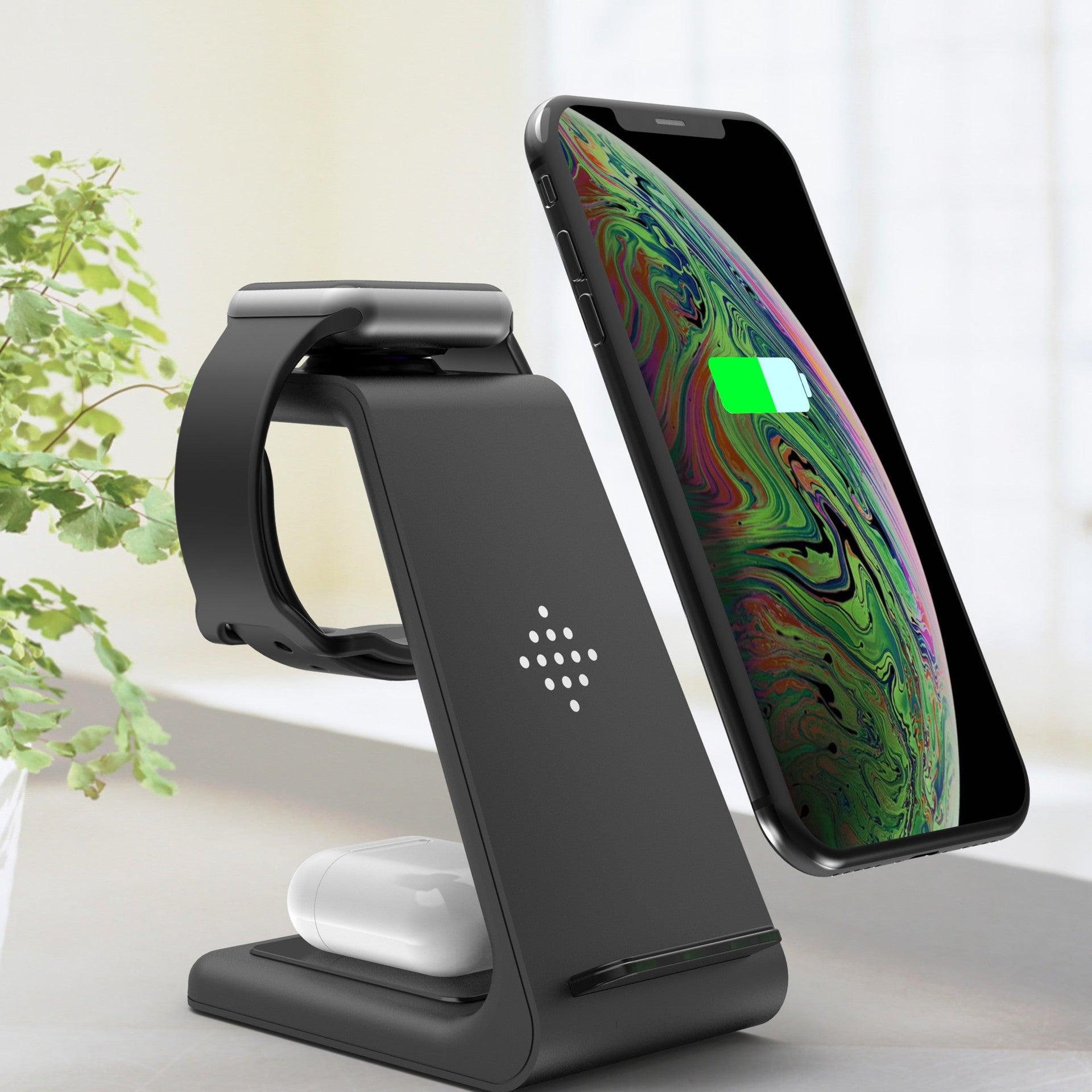 โก3-in-1 Wireless Charging Station โ Fast Charger for Phone, Watch & Earbuds