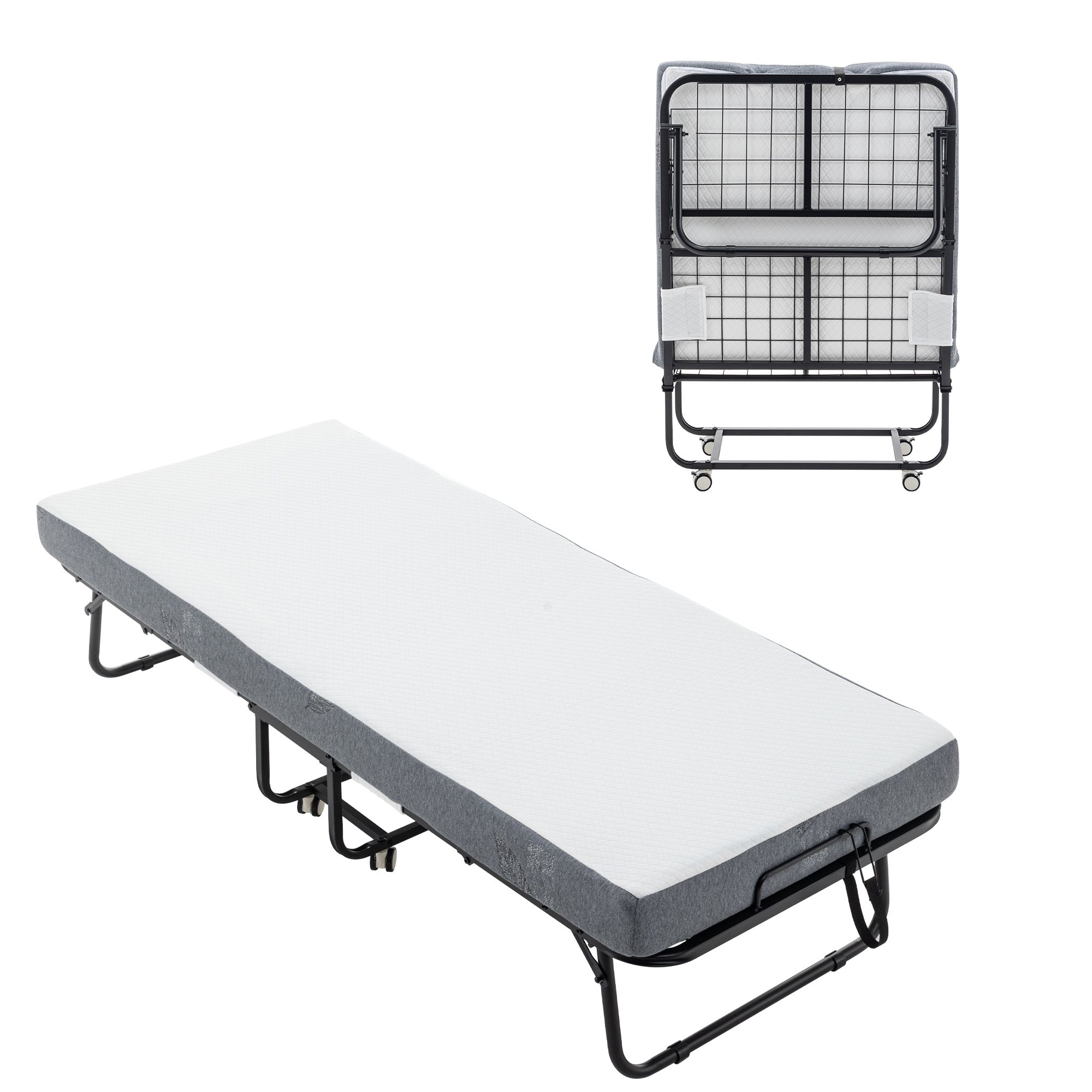 ποΈ Folding Bed Cot with Memory Foam Mattress β Space-Saving Rollaway Guest Bed