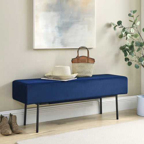 Contemporary Velvet Upholstered Bench β 45" Blue Accent Bench