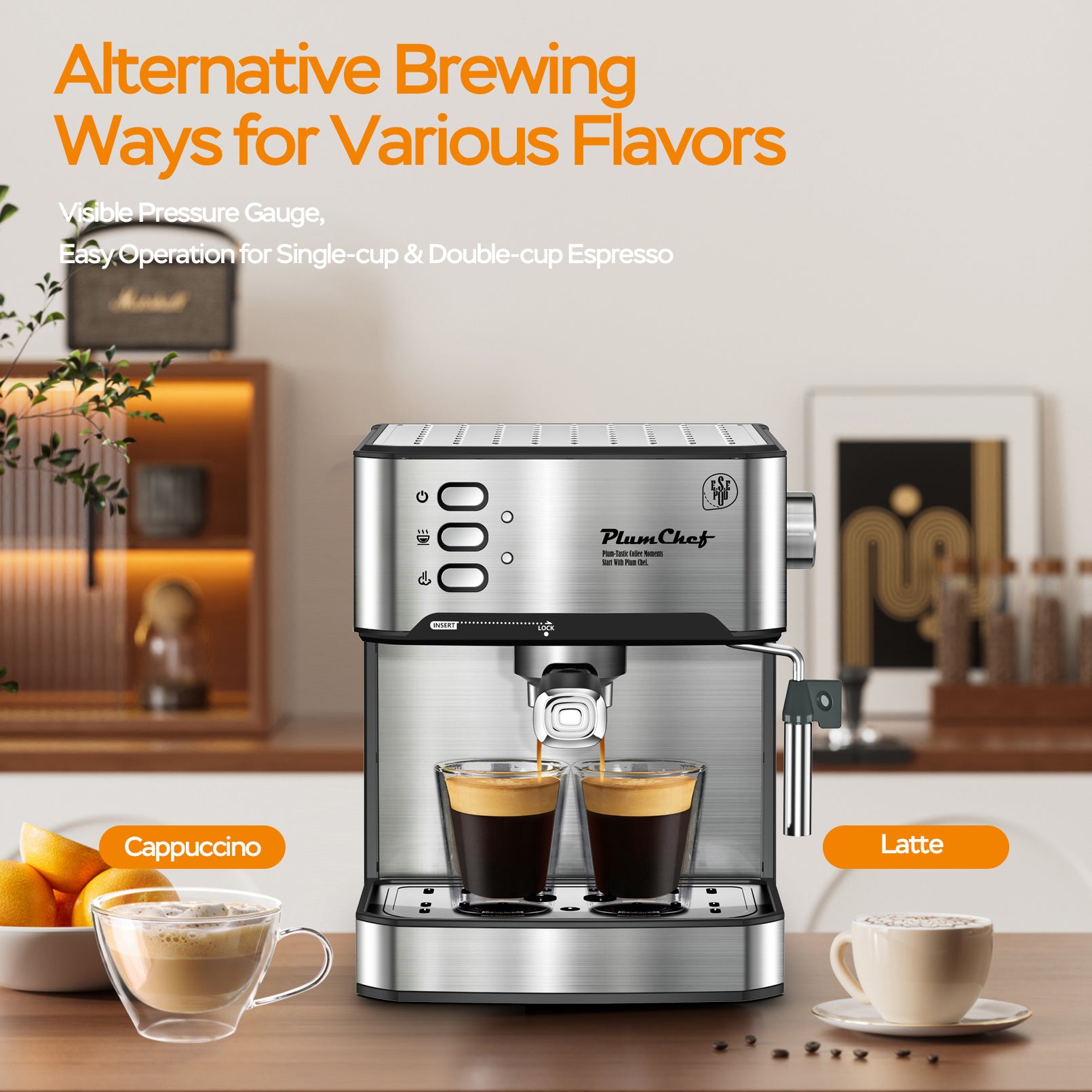 ☕ Vintage-Style 20-Bar Espresso Machine – Customizable Coffee, Professional Results