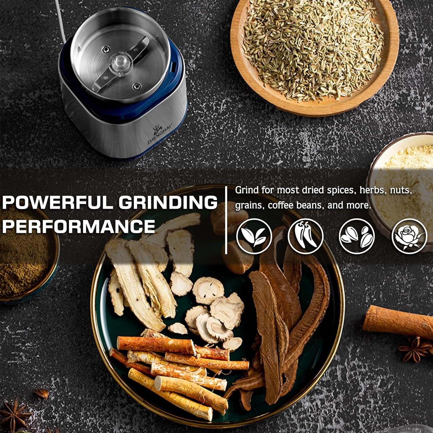 β‘ TTU Electric Grinder (Silver) β High-Speed, Compact Grinding Power for Herbs, Spices More