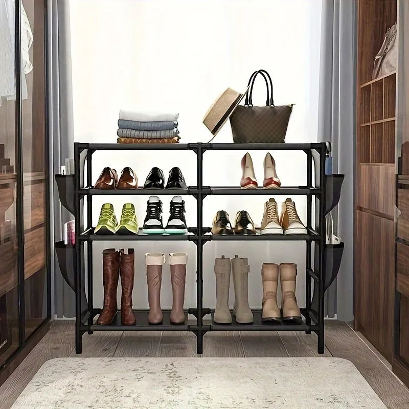5-Tier Freestanding Shoe Rack with Side Pockets