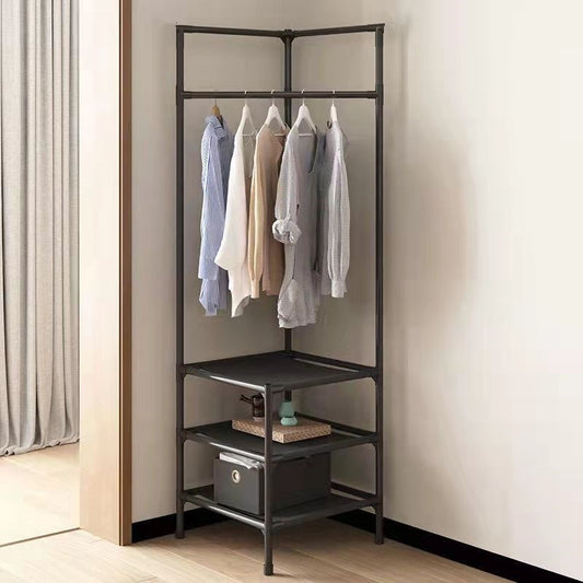 🧥 Corner Coat Rack – Multi-Layer Stainless Steel Rack with Bonus Hooks
