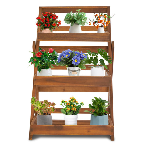 78x55x76.5cm Three-layer Acacia Wood Planting Flower Stand