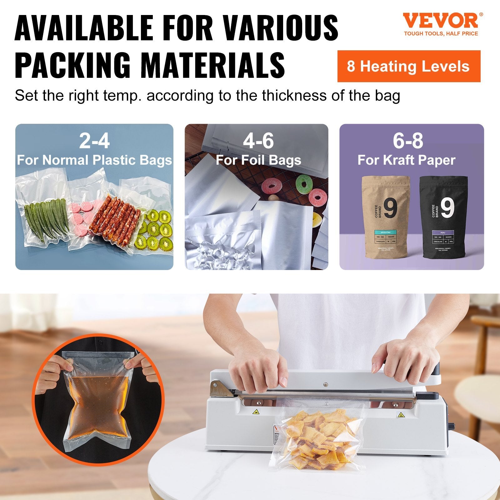 VEVOR 12-Inch Impulse Heat Sealer | Manual Bag Sealing Machine