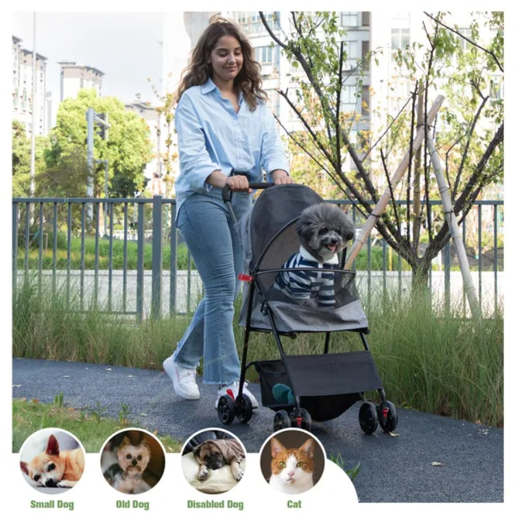 πΎ Compact Pet Stroller for Small Dogs & Cats
