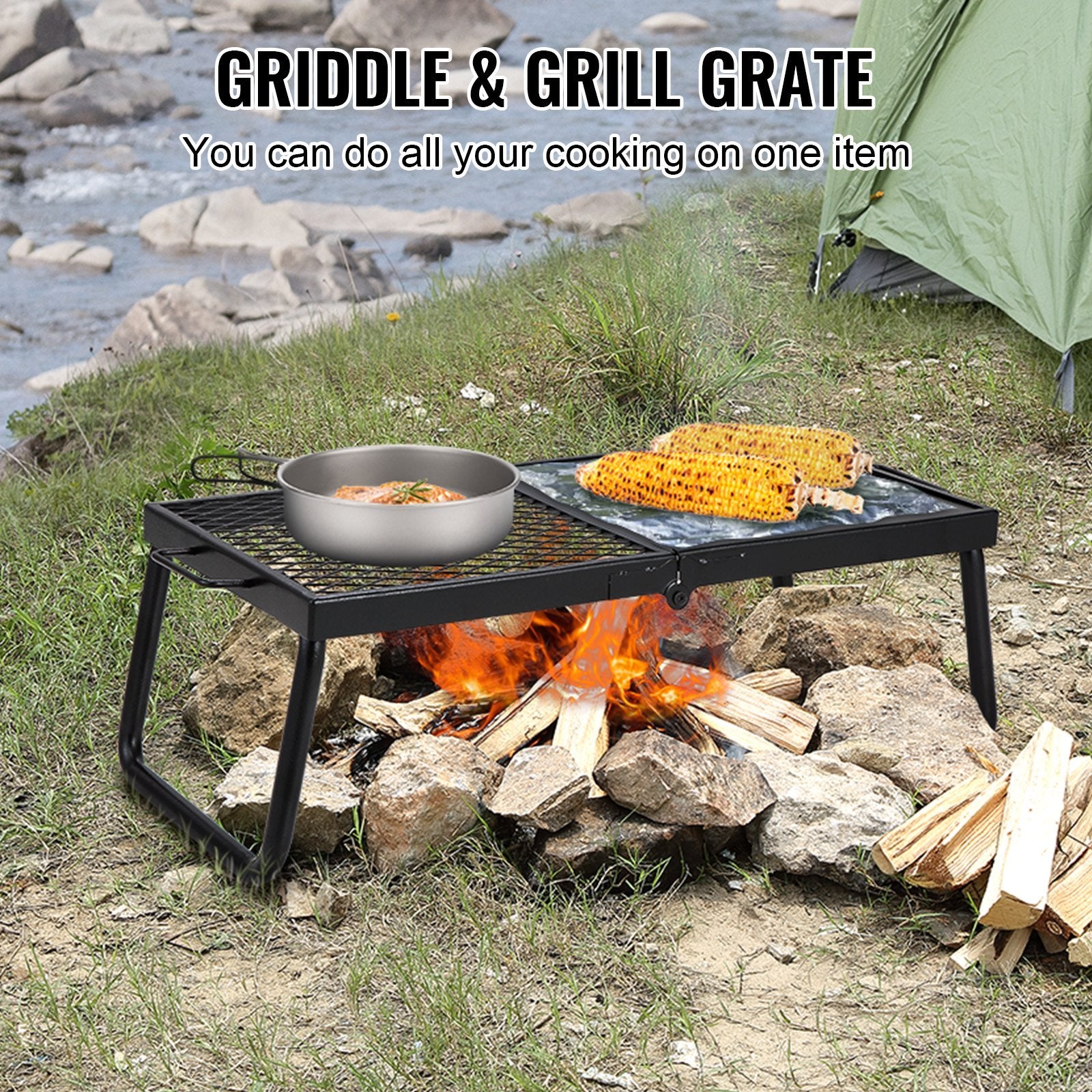 🔥 Folding Campfire Grill – Heavy-Duty Steel Grate