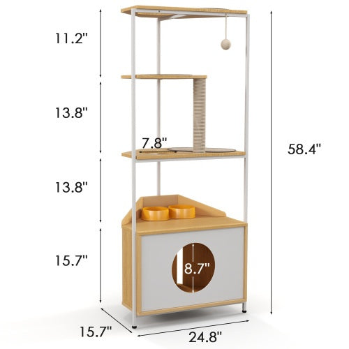 π± Modern Corner Cat Tree Tower with Feeding Station