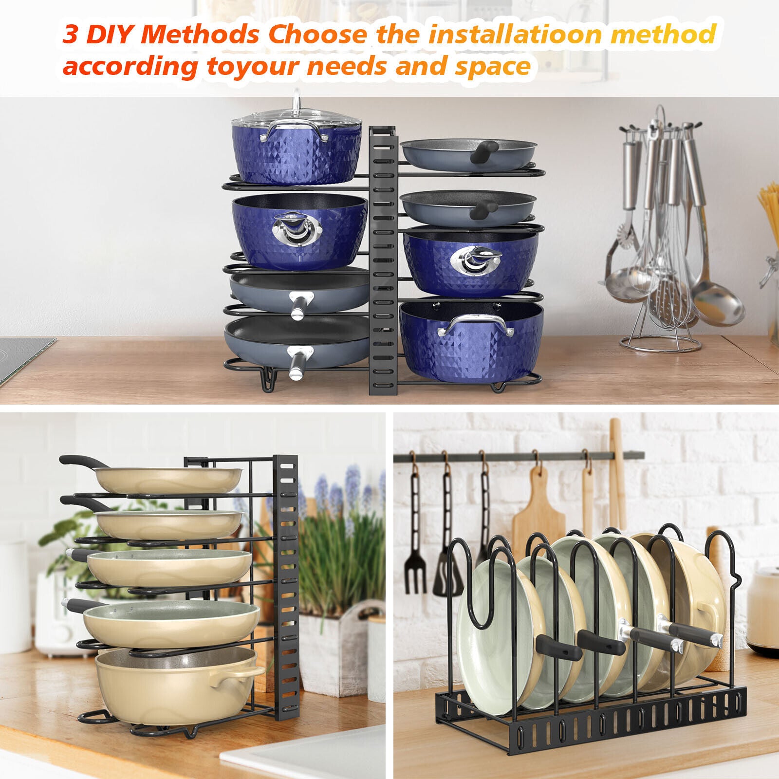 π³ 8βTier Adjustable Pot & Pan Organizer Rack