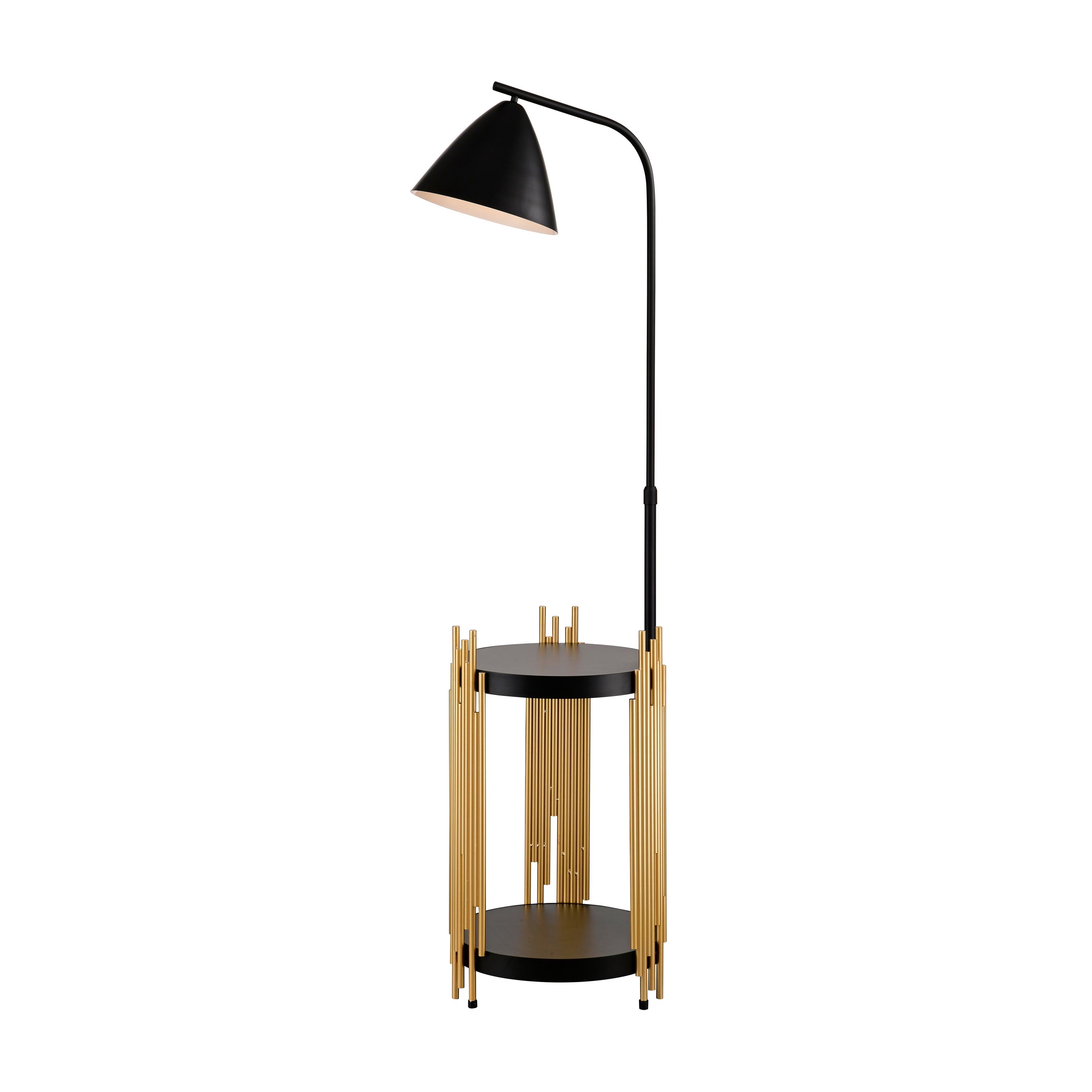 Luxury Industrial Floor Lamp with Metal Lampshade – Matte Gold & Black