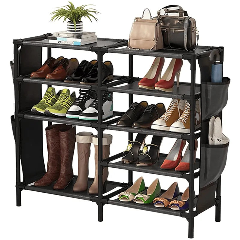 5-Tier Freestanding Shoe Rack with Side Pockets