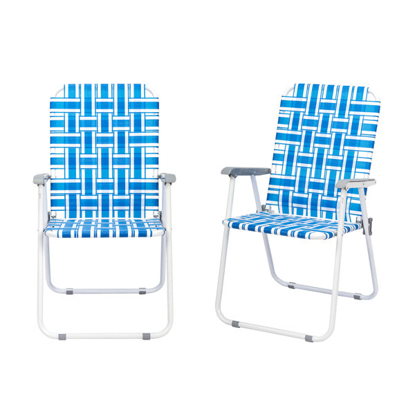 🌴 DEAL: Set of 2 Folding Beach Chairs – Blue & White Striped