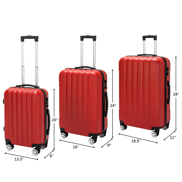 Vertical Pattern 3-in-1 Luggage Set with Universal Wheels