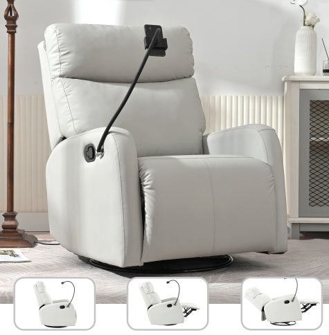 🪑 Modern Swivel Rocking Recliner – Light Grey | 360° Comfort for Bedroom, Nursery, or Living Room