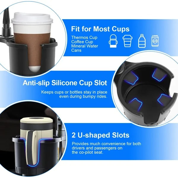 2 In 1 Car Cup & Phone Holder - 360 degree Rotating Gooseneck