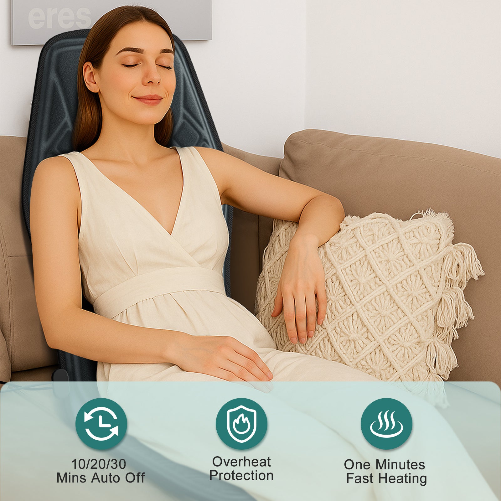 9-Mode Heated Massage Chair Pad