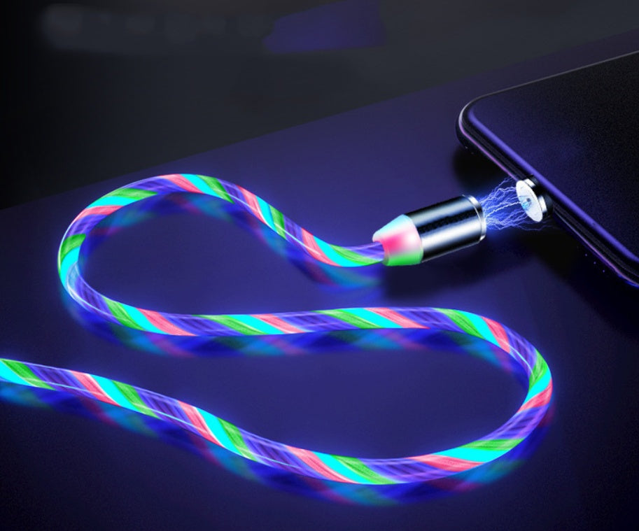 Flowing Light Magnetic Charging Cable – Compatible with iPhone, Android & Type-C Devices