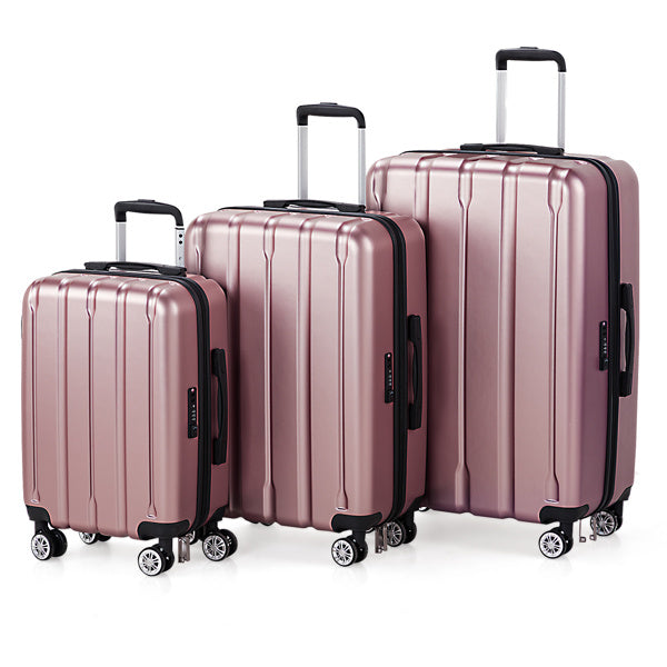 🧳 Three-in-One Vertical Striped Suitcase Set