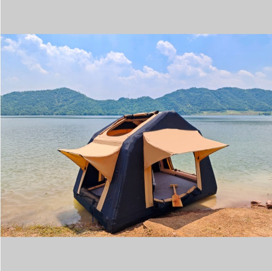 Amazing Foldable 2–3 Person Amphibious Inflatable Rooftop Tent – Khaki & Black