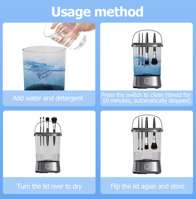 🧼 Mini Electric Makeup Brush Cleaner – Automatic Cleaning & Drying for Bathroom Countertops