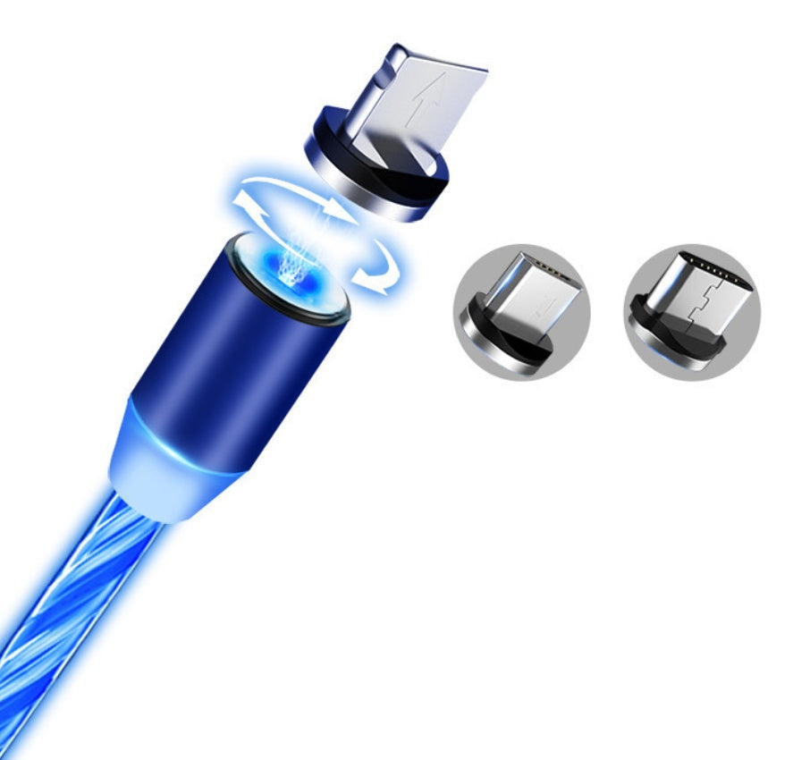 Flowing Light Magnetic Charging Cable – Compatible with iPhone, Android & Type-C Devices