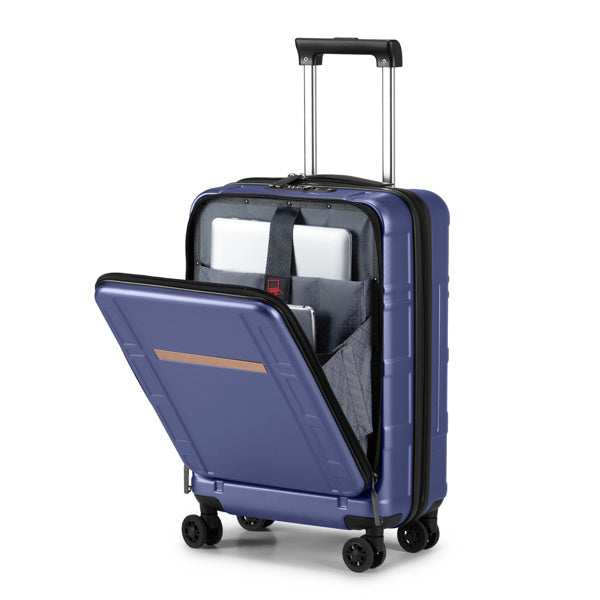 🧳 20" Carry-On Luggage with Front Laptop Compartment - Blue | TSA Lock | ABS+PC Hard Shell
