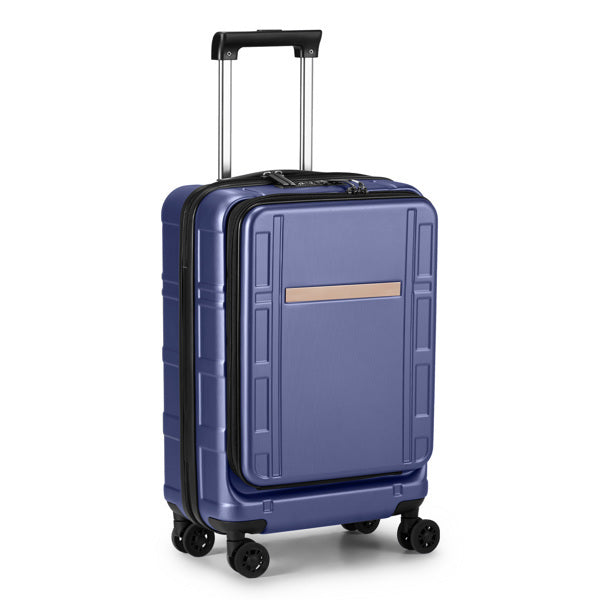 🧳 20" Carry-On Luggage with Front Laptop Compartment - Blue | TSA Lock | ABS+PC Hard Shell