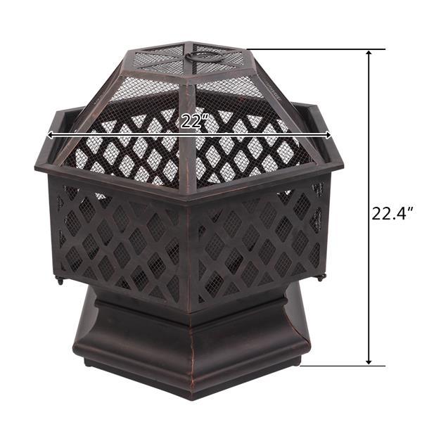 🔥 22-Inch Hexagonal Iron Fire Pit – Red Copper Finish