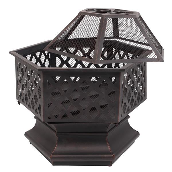 🔥 22-Inch Hexagonal Iron Fire Pit – Red Copper Finish