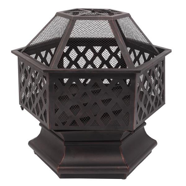 🔥 22-Inch Hexagonal Iron Fire Pit – Red Copper Finish