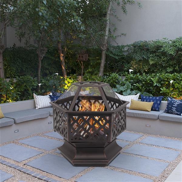 🔥 22-Inch Hexagonal Iron Fire Pit – Red Copper Finish