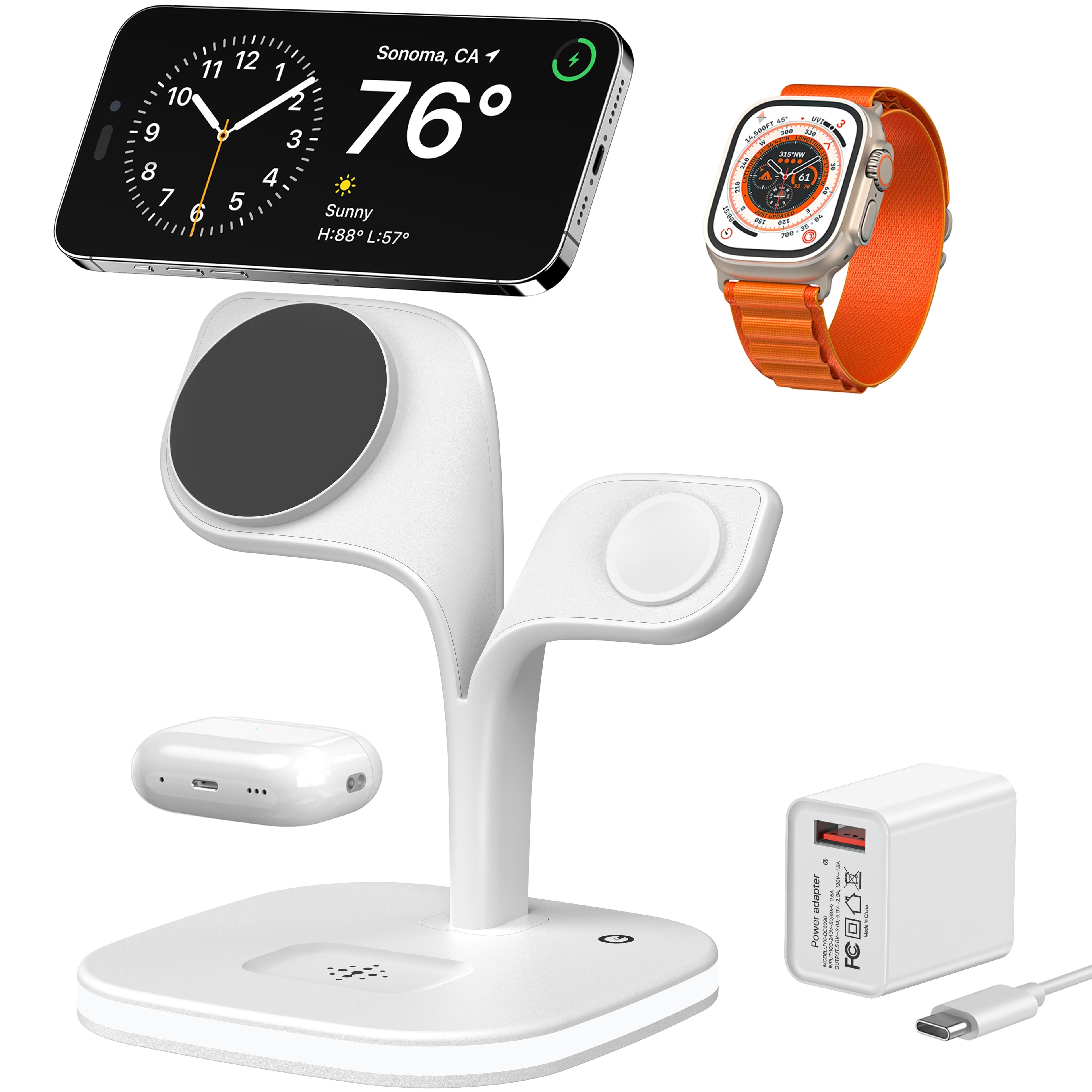 5-in-1 Charging Station – MagSafe Compatible Fast Charger with Night Light